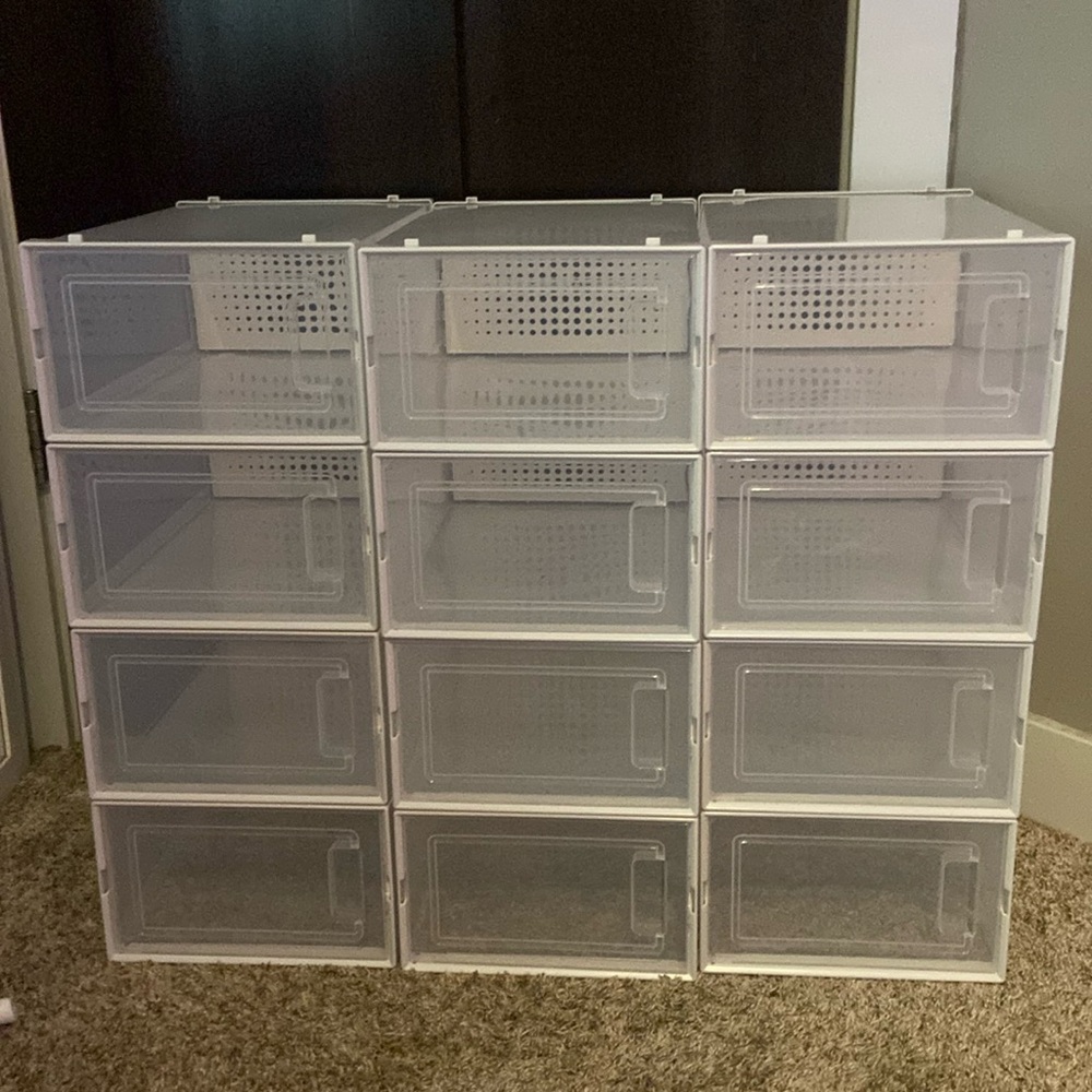 12x Clear Stackable Shoe display boxes